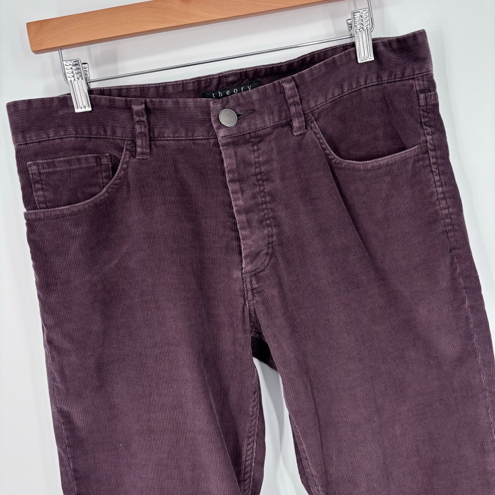 Theory Haydin Represent Corduroy Pants Men 32x30 (Tag 31) Burgundy Slim Straight